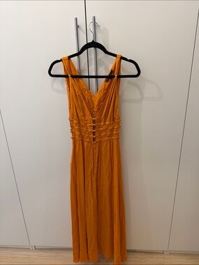 MAJE Sunset Orange Sleeveless V-Neck Maxi Dress
